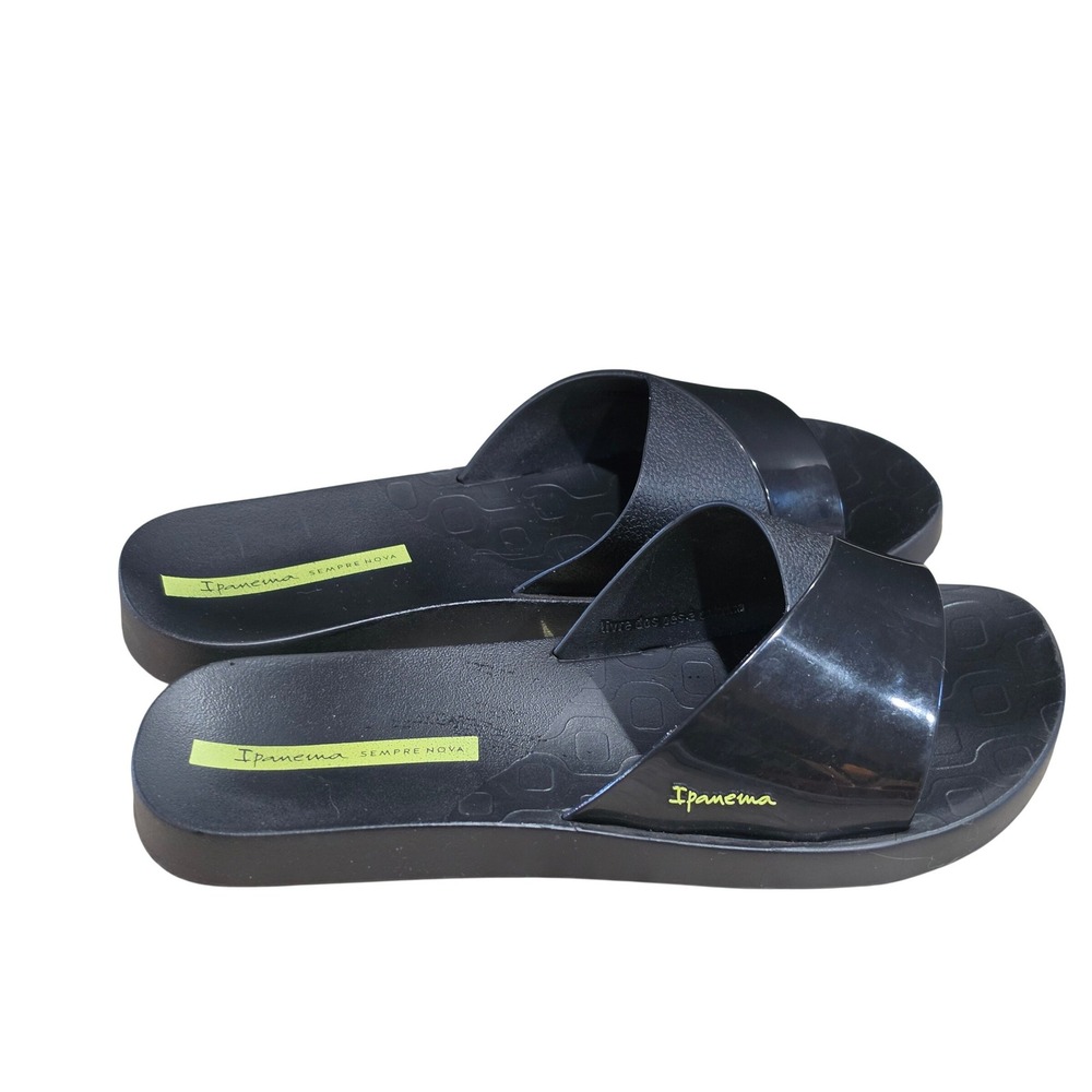 Ipanema Sempre Nova Black Slide Sandals Womens Size 6 Made in Brazil Rubber
